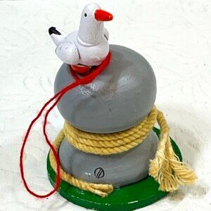 Wooden Seagull on Buoy/Dock Post Christmas Tree Hanging Ornament 2.75"Tall